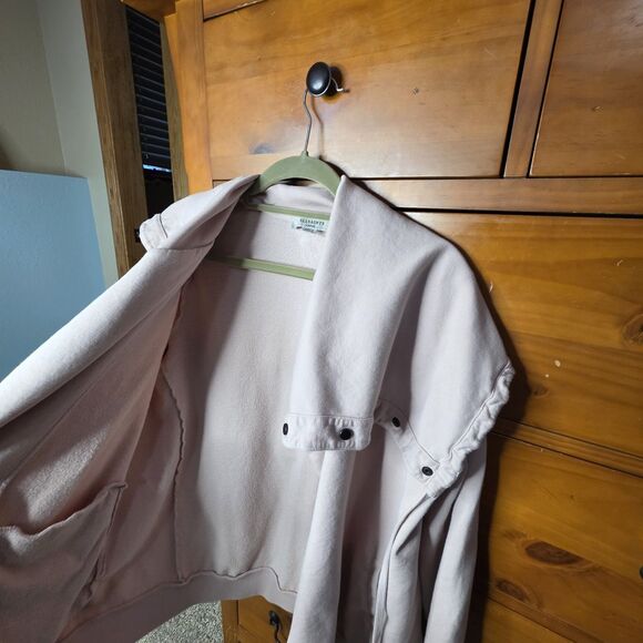 All Saints Sweatshirt Cardigan Size Large Open Front Snap Top Pink Pastel - Picture 5 of 8